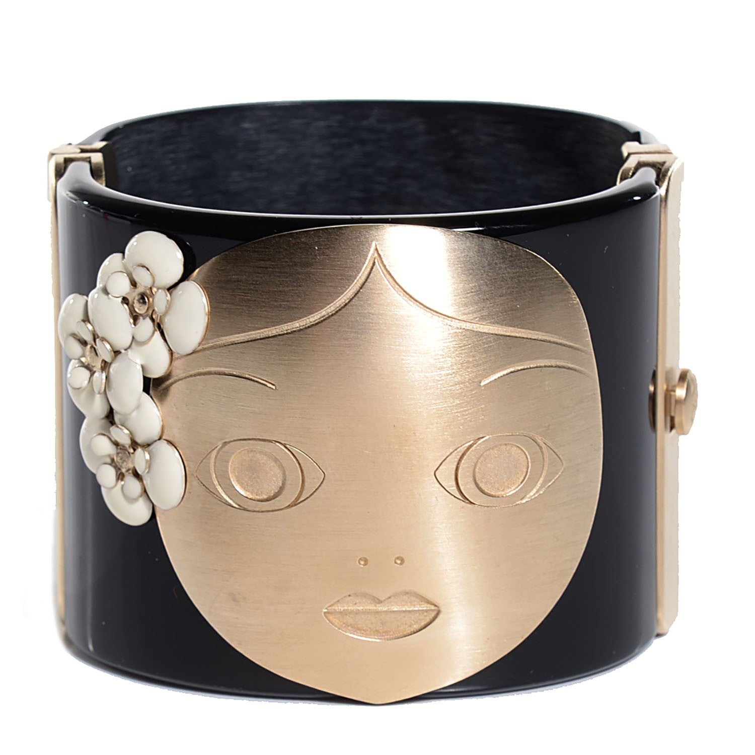 Chanel Resin Matryoshka Doll Cuff Gold Black 1 of 5