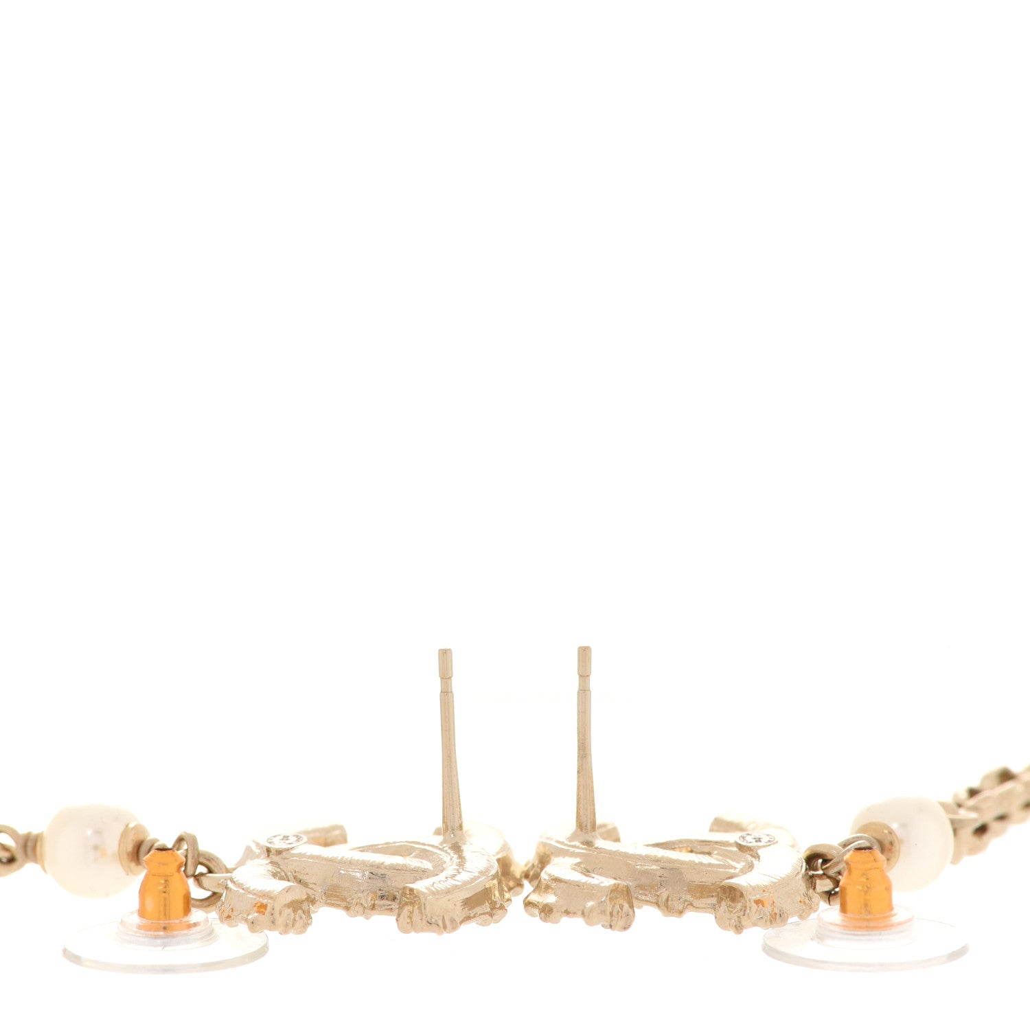 Chanel CC Pearl Drop Earrings Gold 3 of 5