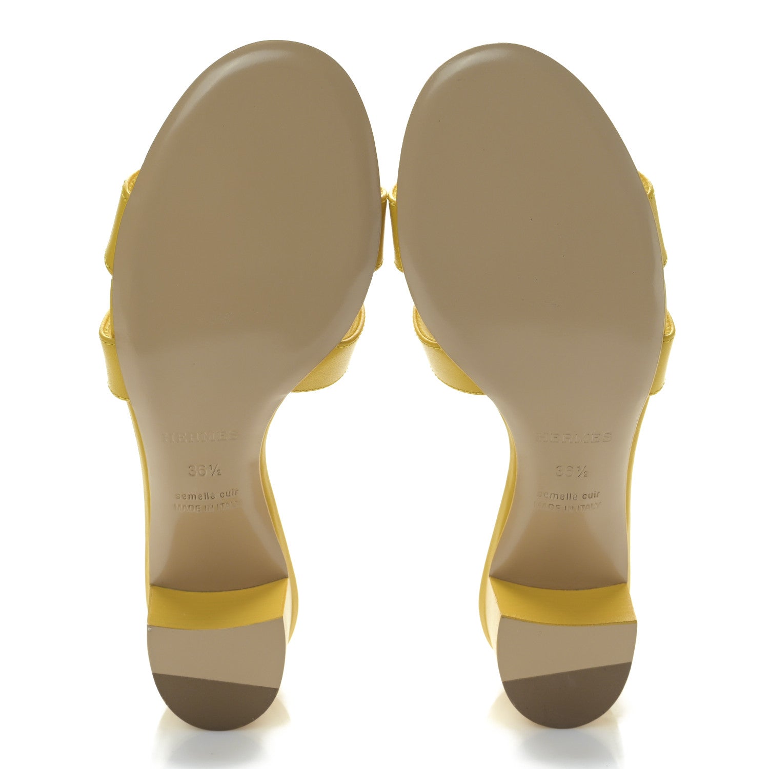 Hermes Calfskin Oasis Sandals 36.5 Jaune Pollen 5 of 8