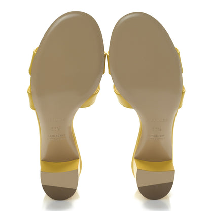 Hermes Calfskin Oasis Sandals 36.5 Jaune Pollen 5 of 8