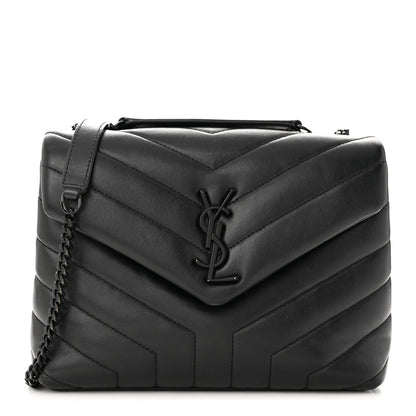 Saint Laurent Calfskin Y Quilted Monogram Monochrome Small Loulou Chain Satchel Black 1 of 11