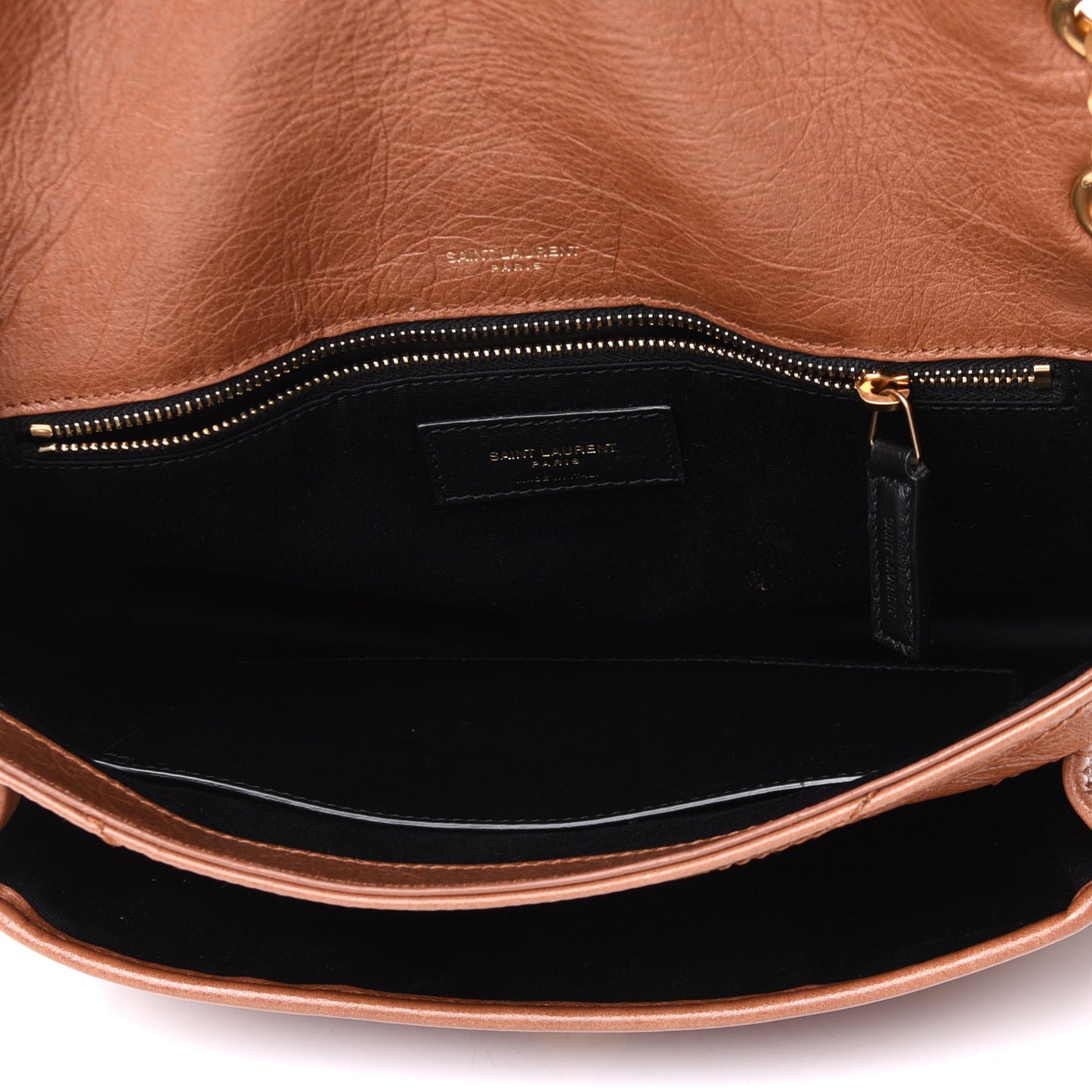 Crinkled Calfskin Matelasse Monogram Medium Niki Chain Satchel Caramel