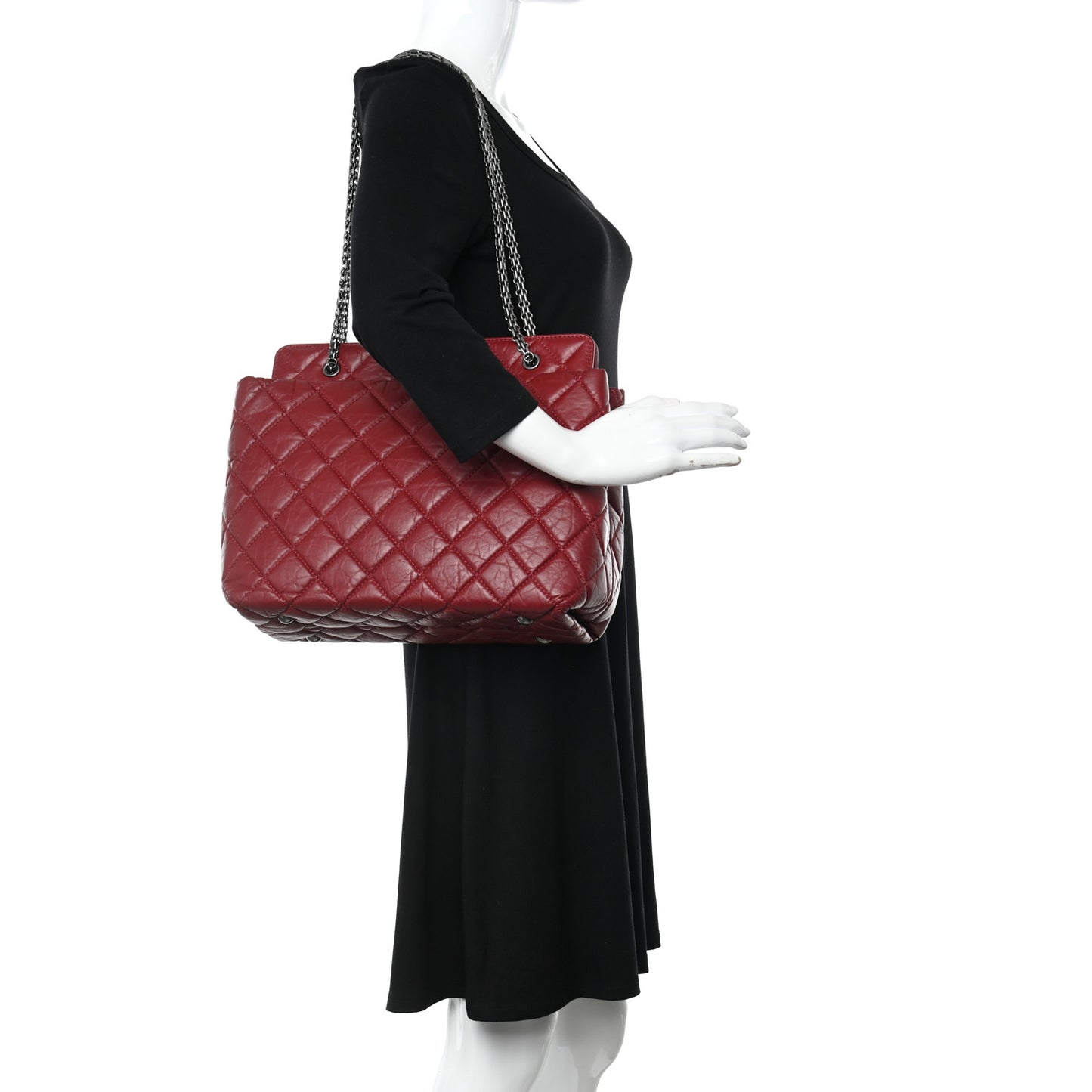 Aged Calfskin Quilted Reissue 2.55 Tote Red