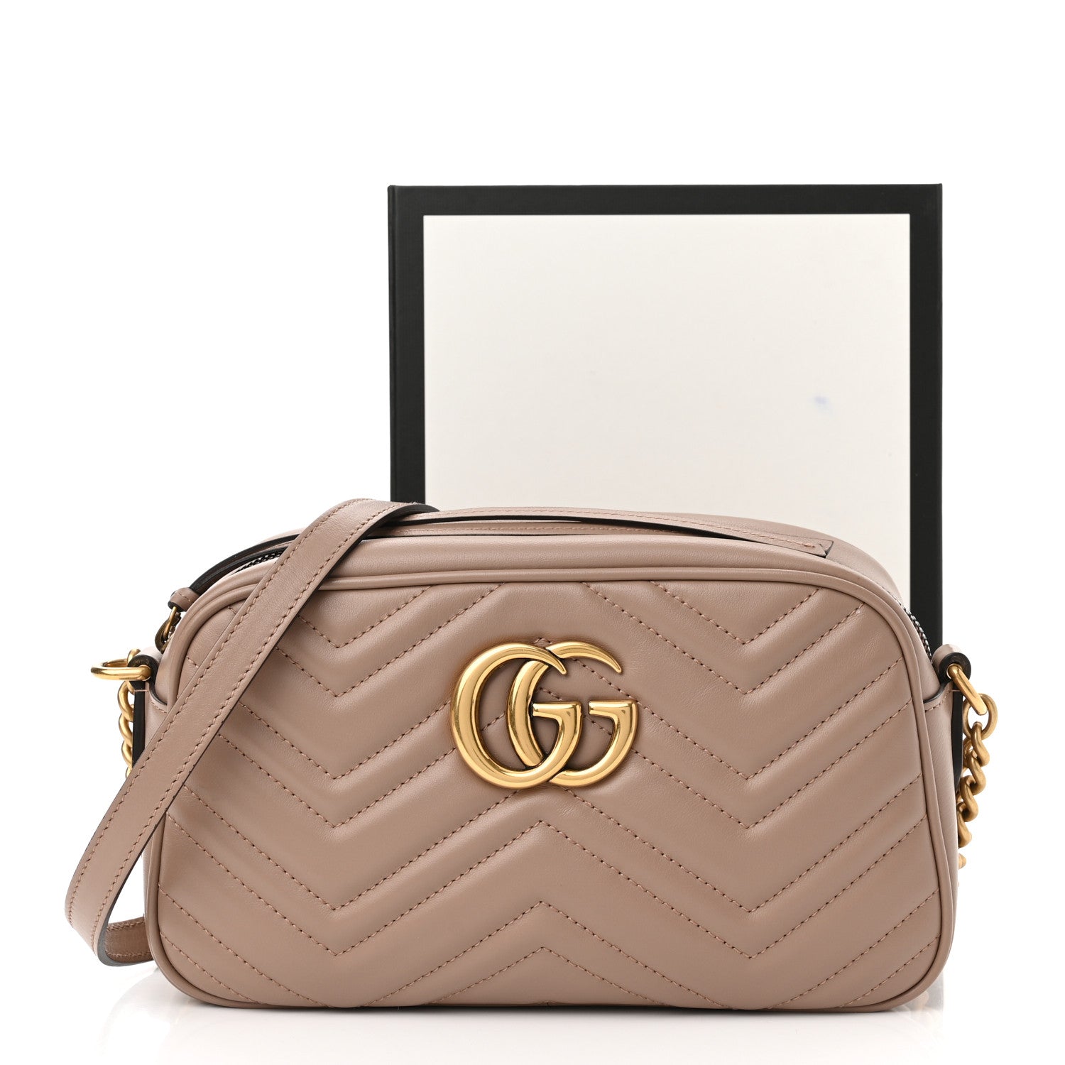 Gucci Calfskin Matelasse Small GG Marmont Chain Shoulder Bag Porcelain Rose 13 of 13