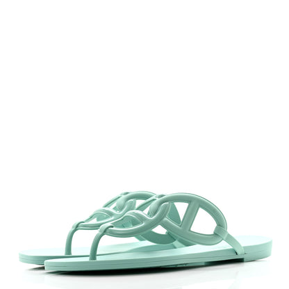 Hermes Rubber Womens Egerie Sandals 40 Vert Embrun 3 of 9