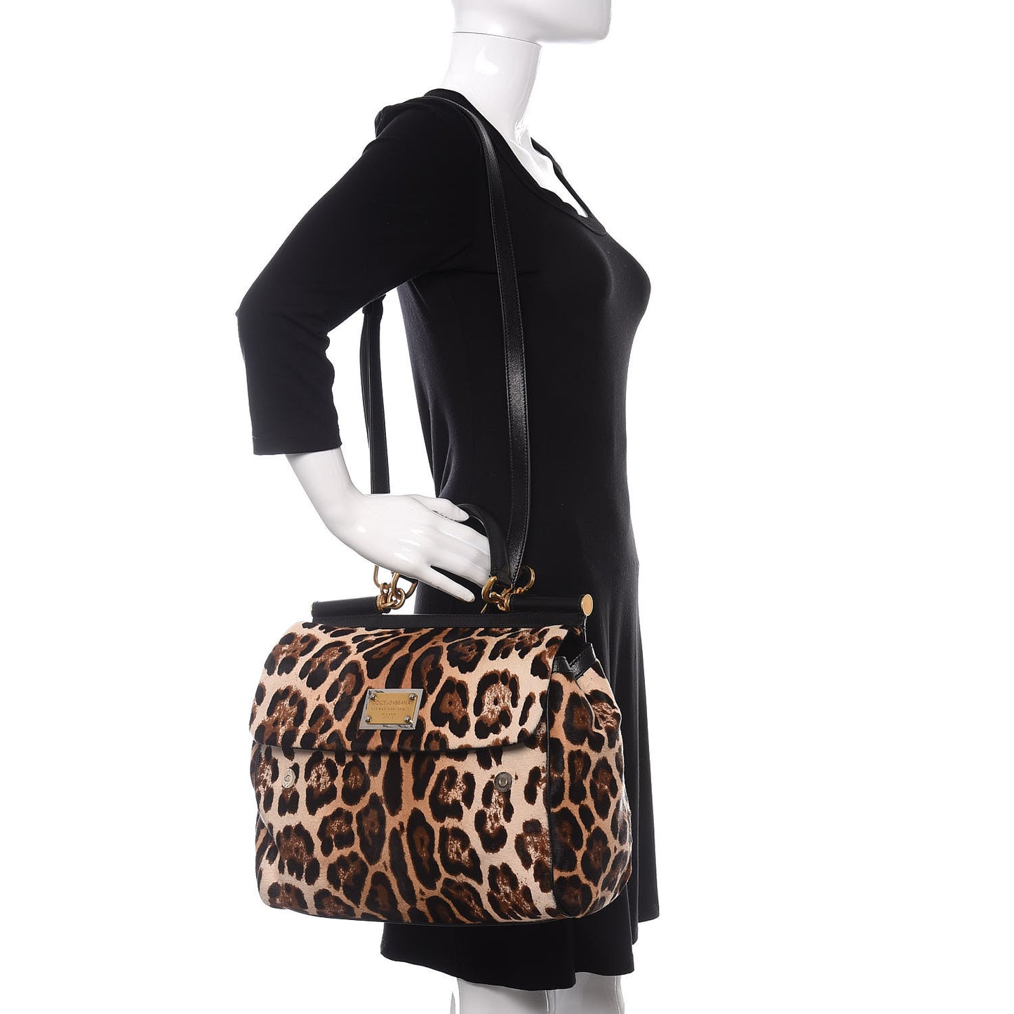 Calf Hair Leopard Print Large Miss Sicily Satchel Naturale