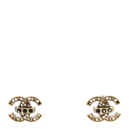 Chanel Bead CC Earrings Black Gold 1 of 6