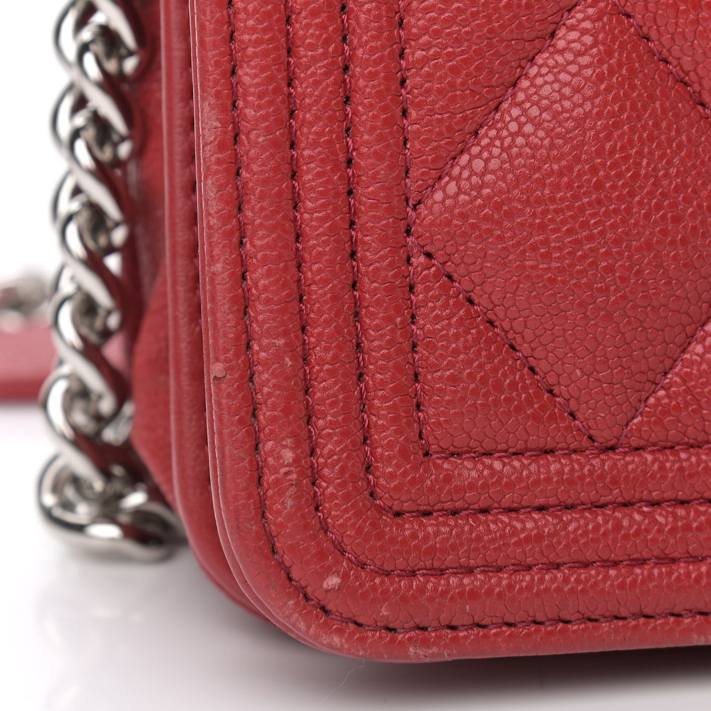 Caviar Quilted Boy Wallet On Chain WOC Red