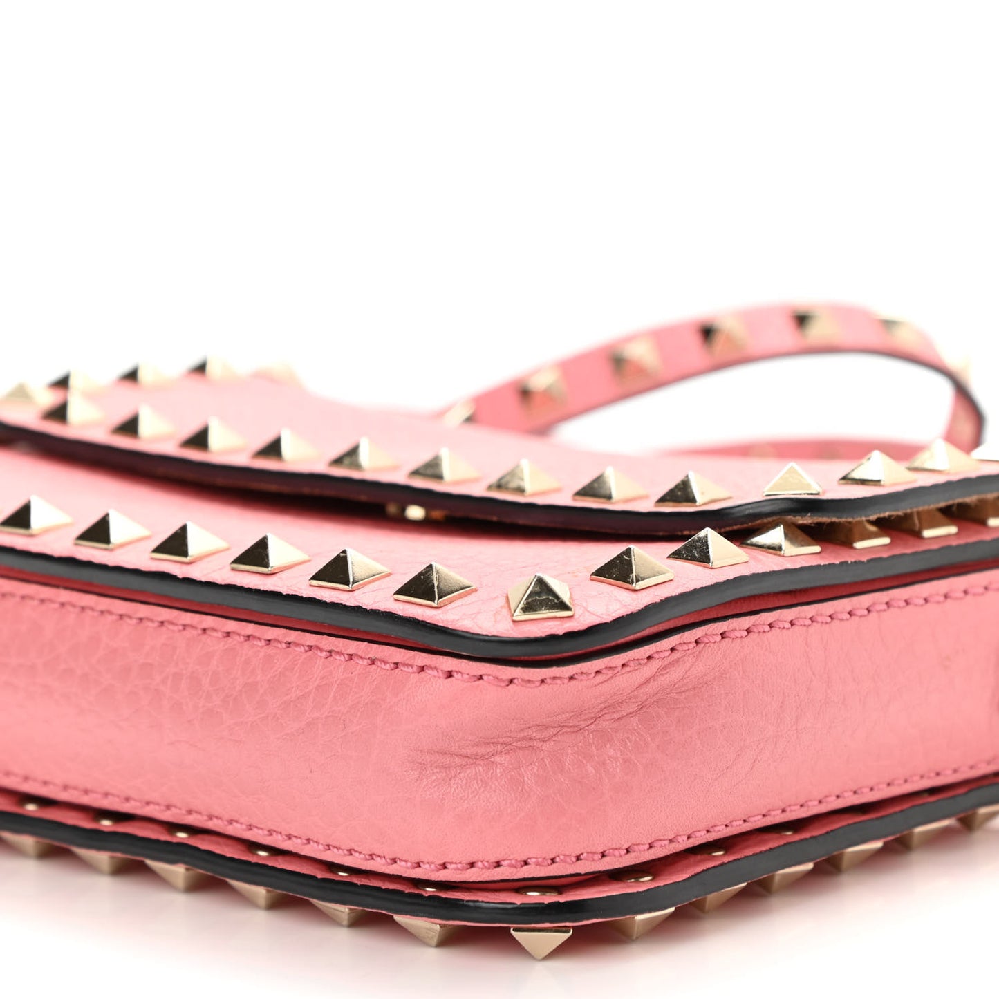 Pebbled Calfskin Rockstud Flap Crossbody Bag Paradise Rose