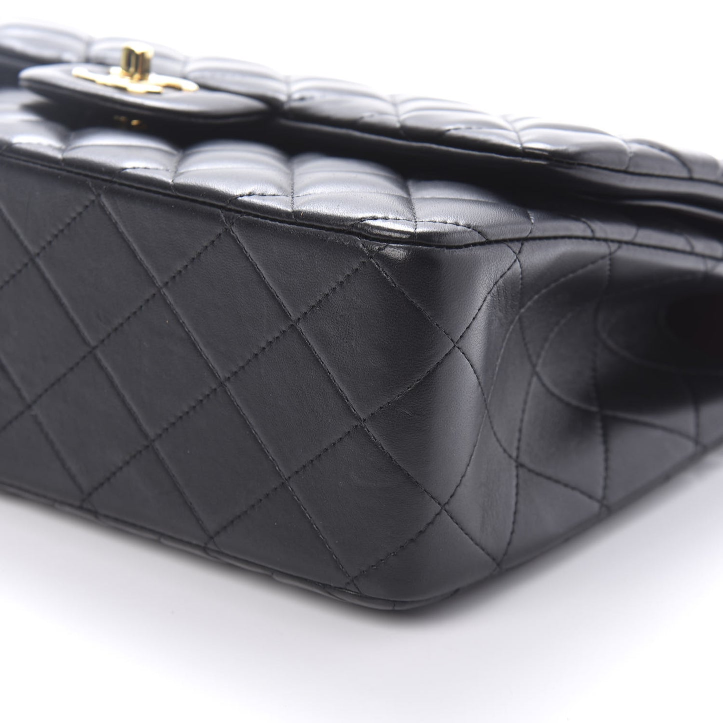 Lambskin Quilted Jumbo Double Flap Black