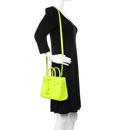 Saint Laurent Calfskin Nano Sac De Jour Neon Yellow 2 of 22
