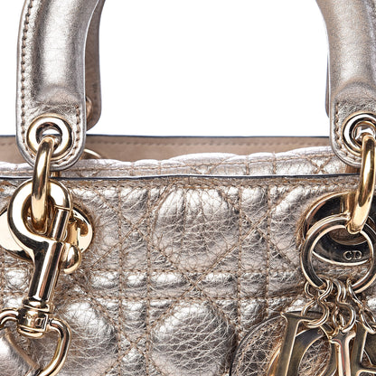 Christian Dior Metallic Grained Calfskin Cannage Small Supple Lady Dior Pale Gold 12 of 12