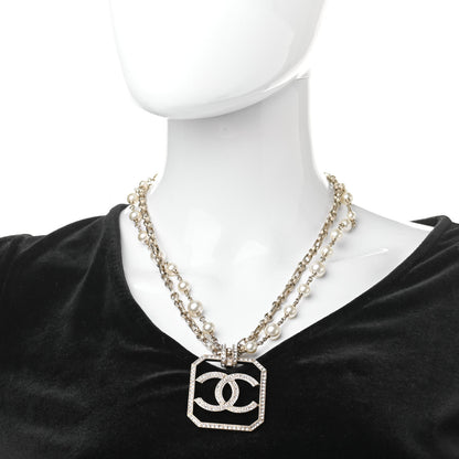 Chanel Pearl Crystal CC Double Strand Necklace Gold 2 of 6