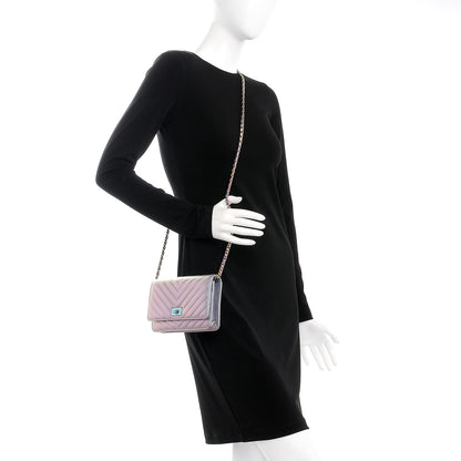 Chanel Iridescent Lambskin Chevron Quilted Reissue Wallet On Chain WOC Light Purple 2 of 9