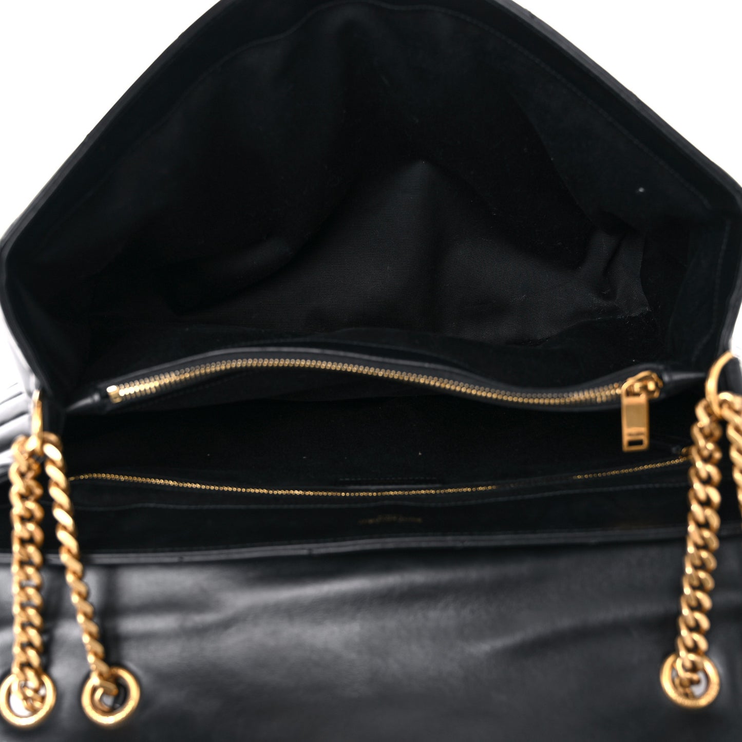 Calfskin Y Quilted Monogram Large Loulou Chain Satchel Black