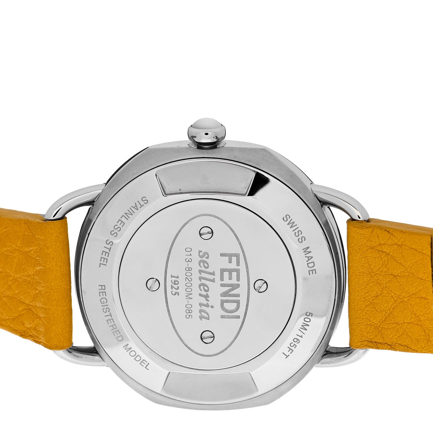 Fendi Stainless Steel Calfskin Mother of Pearl 36mm Selleria Quartz Watch Yellow 4 of 5
