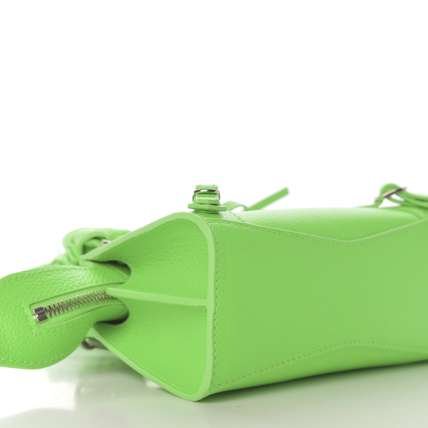 Grained Calfskin Neo Classic Silver Hardware Nano City Crossbody Fluo Green