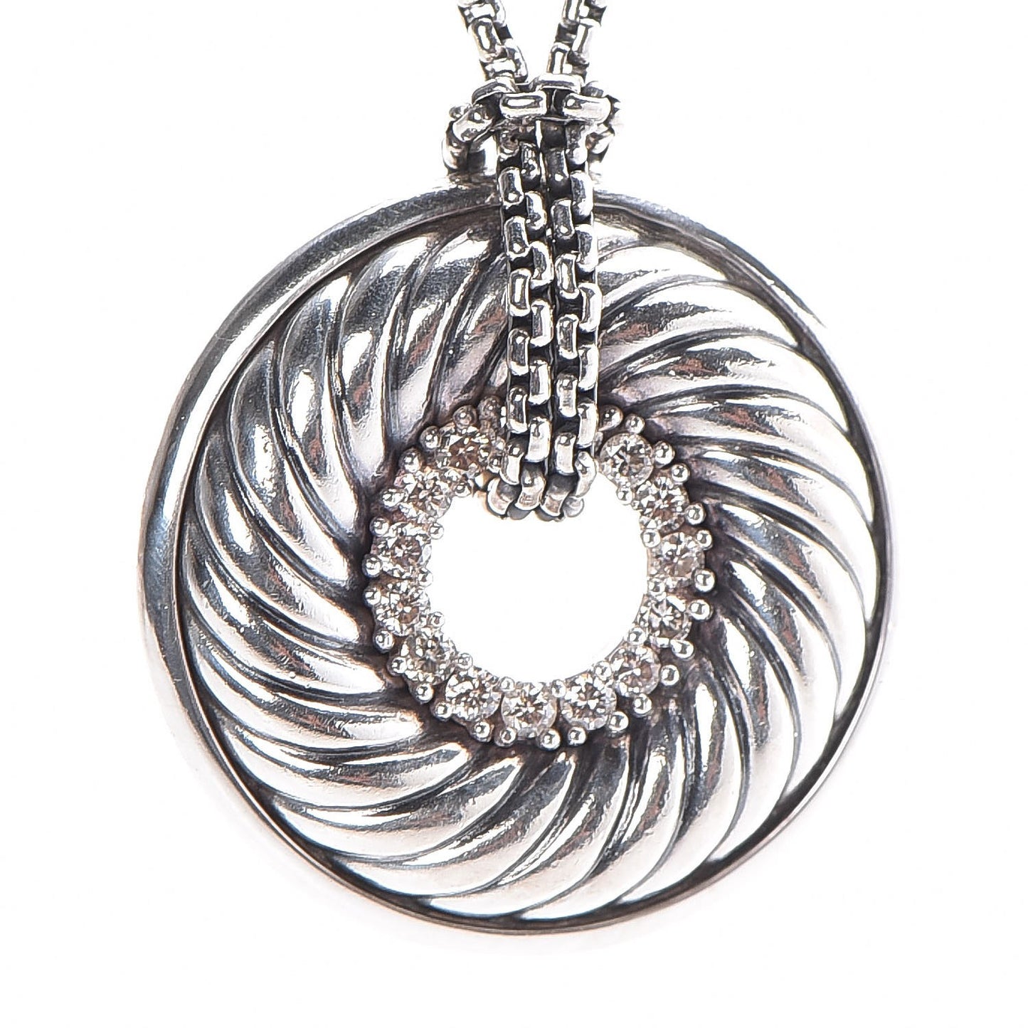 Sterling Silver Diamond 19mm Thoroughbred Pendant Necklace