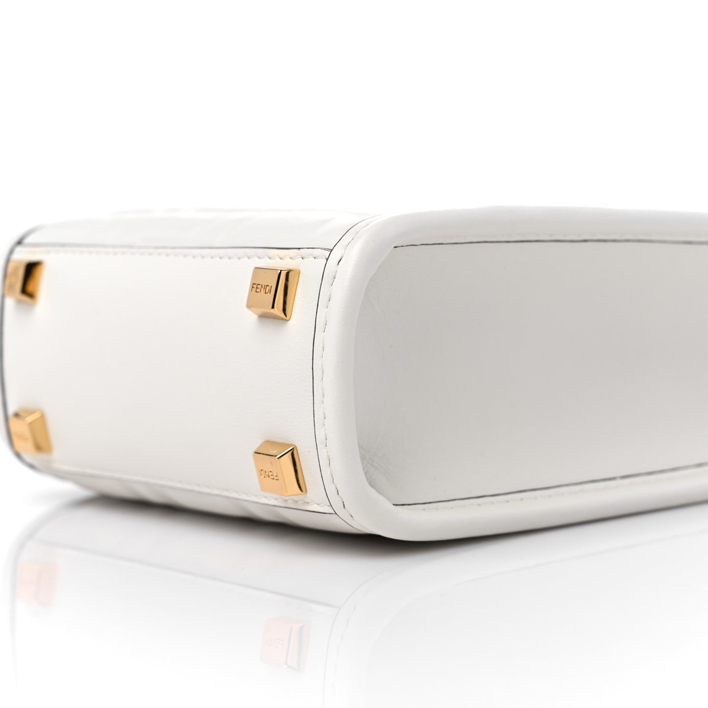 Vitello Plexiglass FF Embossed Mini Fendi Sunshine Shopper Tote White