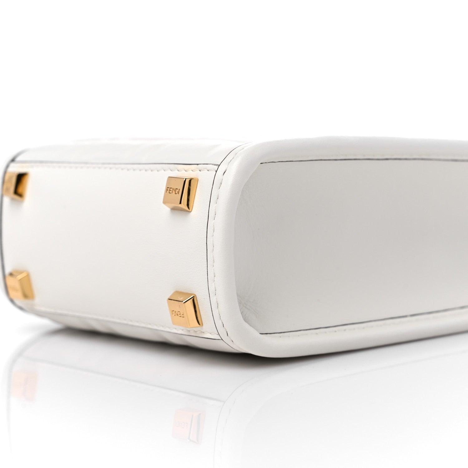 Fendi Vitello Plexiglass FF Embossed Mini Fendi Sunshine Shopper Tote White 9 of 9