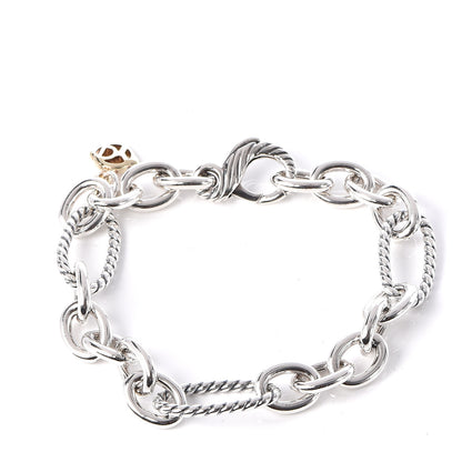 David Yurman Sterling Silver 18K Yellow Gold Figaro Link Bracelet 1 of 5
