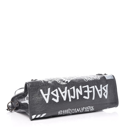 Balenciaga Agneau Arena Graffiti All Over Classic Hardware City Gris Fossile White 4 of 9