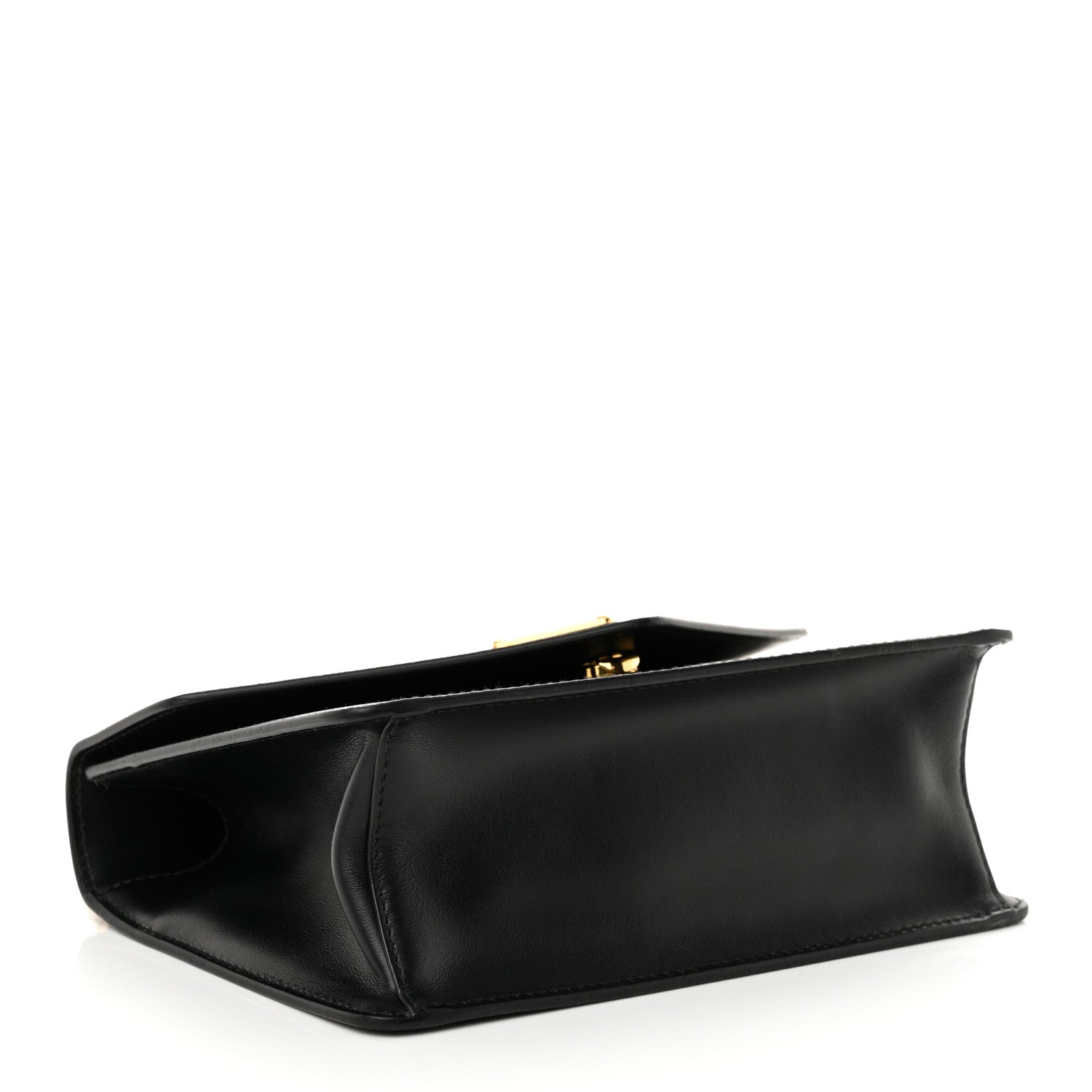 Prada Saffiano Soft Calfskin Metal Triangle Logo Envelope Chain Shoulder Bag Black 4 of 9
