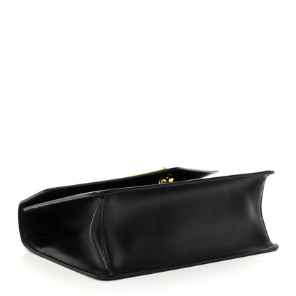 Prada Saffiano Soft Calfskin Metal Triangle Logo Envelope Chain Shoulder Bag Black 4 of 9