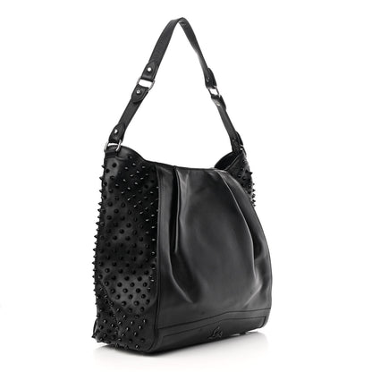 Christian Louboutin Calfskin Justine Spikes Hobo Black 3 of 14