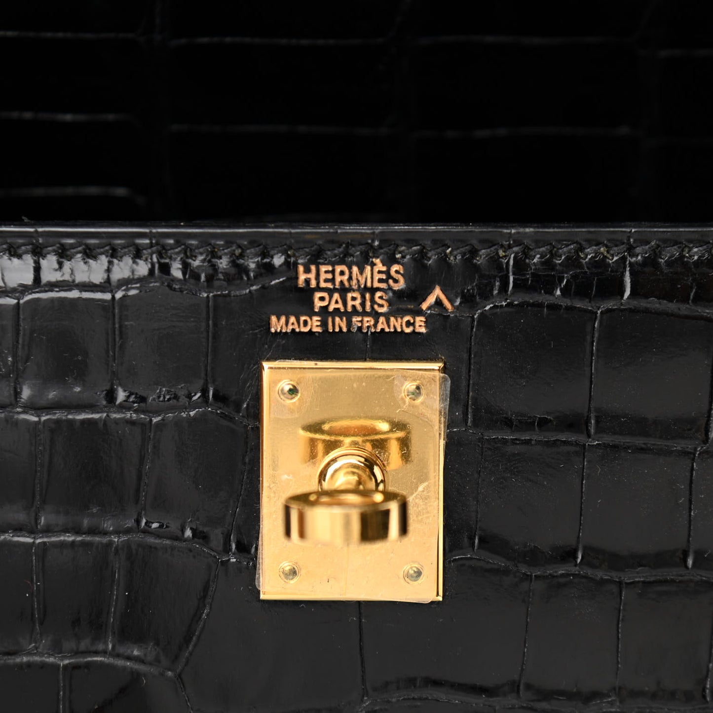 Shiny Porosus Crocodile Kelly Sellier 25 Black