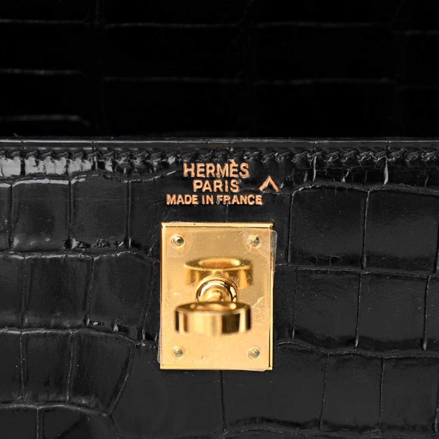 Hermes Shiny Porosus Crocodile Kelly Sellier 25 Black 6 of 18