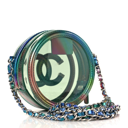 Chanel PVC Calfskin Lambskin Quilted Round Filigree Clutch With Chain Green 3 of 9