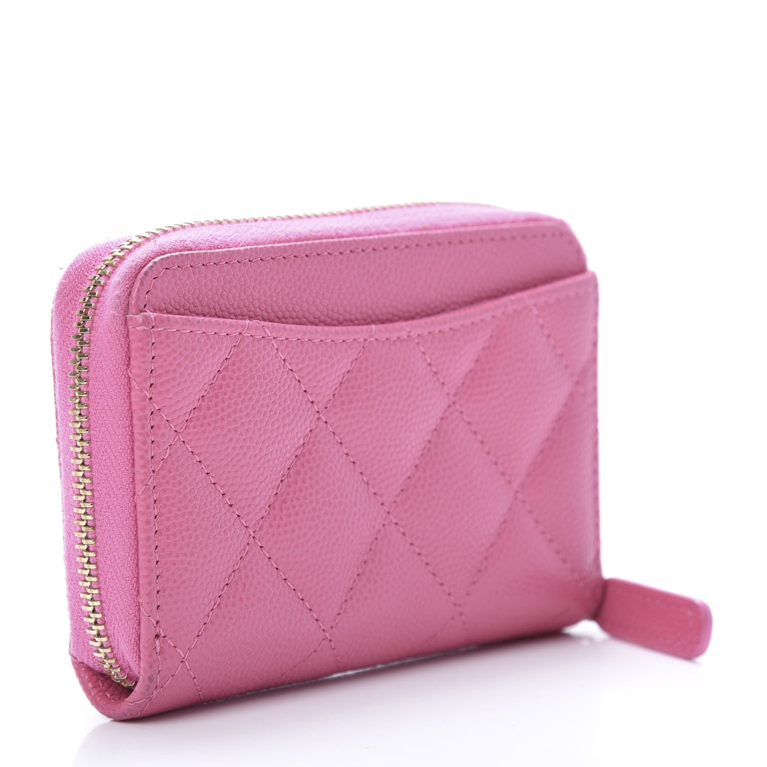 Chanel Caviar Quilted Zip Coin Purse Pink 3 of 7