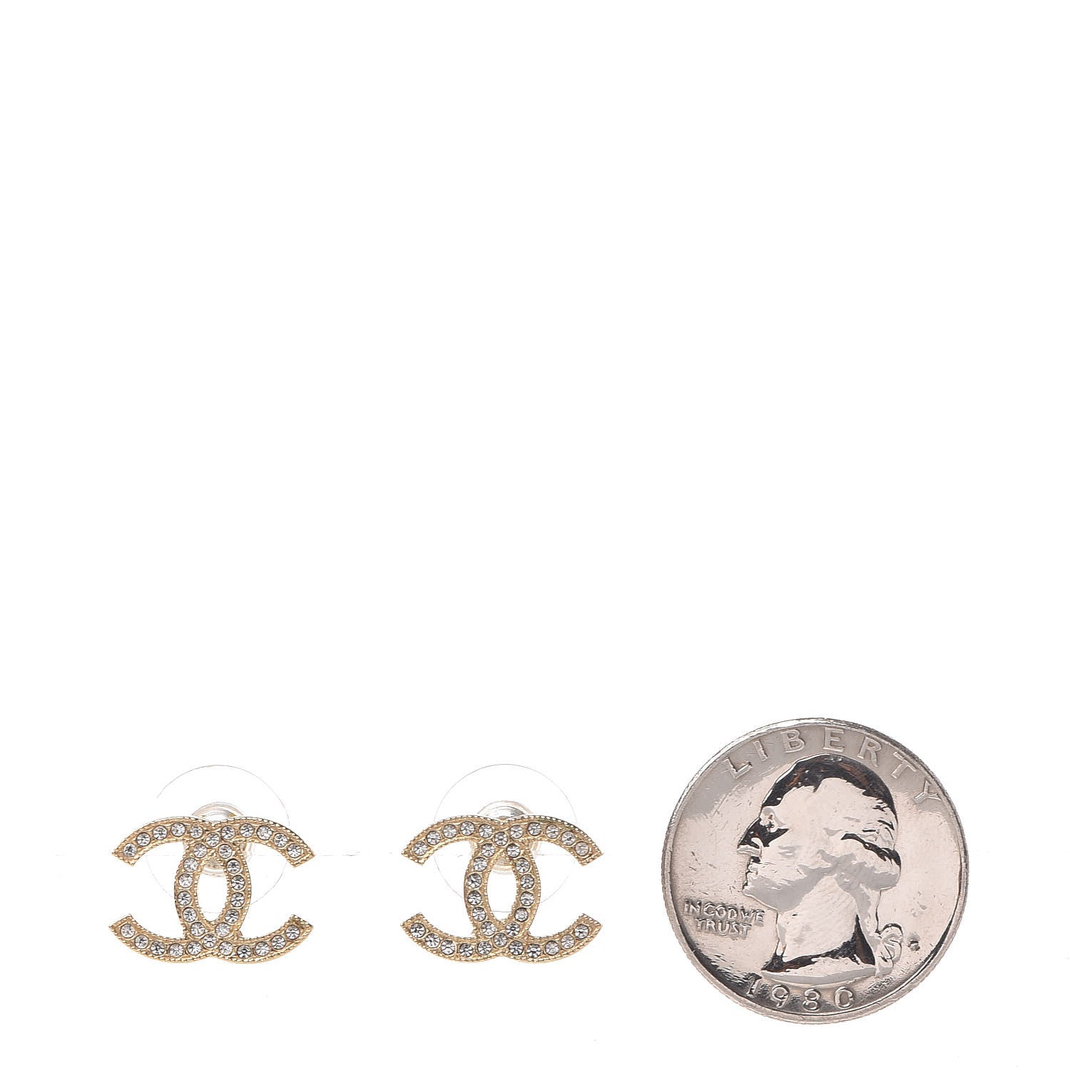 Chanel Crystal CC Earrings Gold 2 of 5