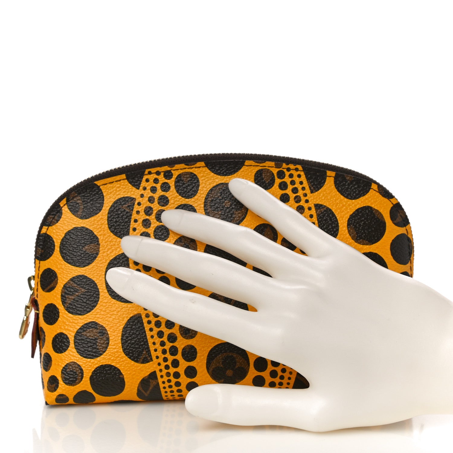 Louis Vuitton Monogram Kusama Pumpkin Dots Cosmetic Pouch Yellow 2 of 9