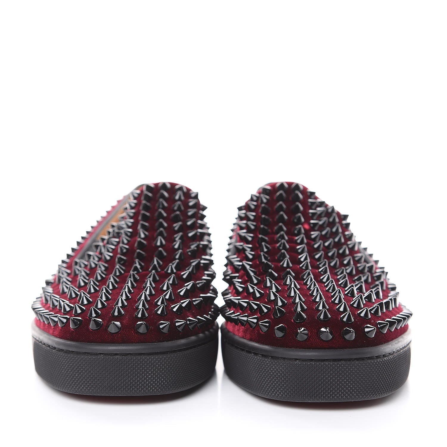 Christian Louboutin Mens Velvet Spikes Roller Boat Flats 40 Rouge Imperial Black 2 of 10