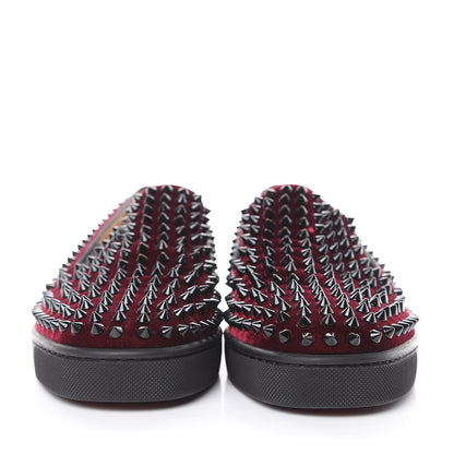 Christian Louboutin Mens Velvet Spikes Roller Boat Flats 40 Rouge Imperial Black 2 of 10