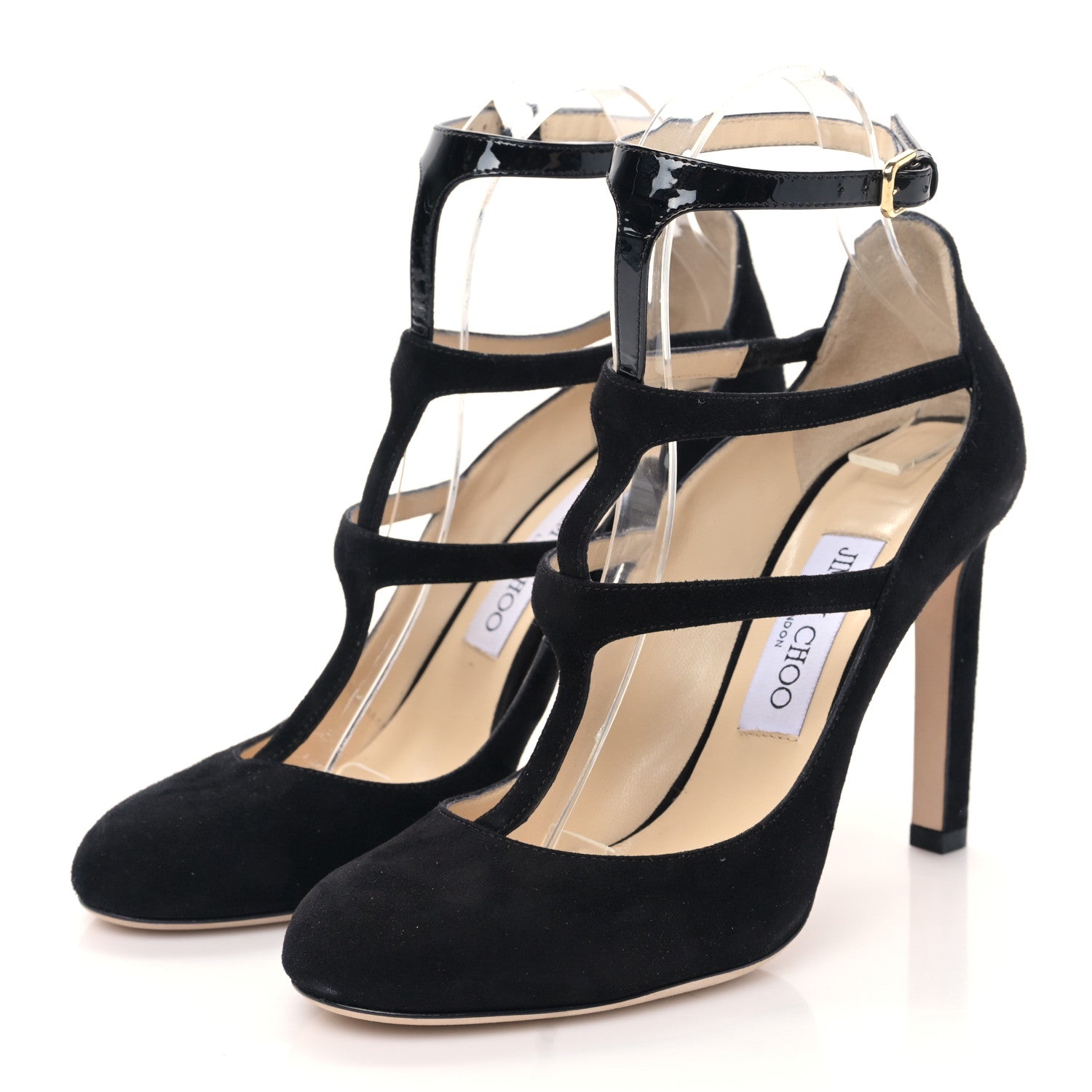 Jimmy Choo Suede Patent Doll 100 Pumps 37.5 Black 3 of 7