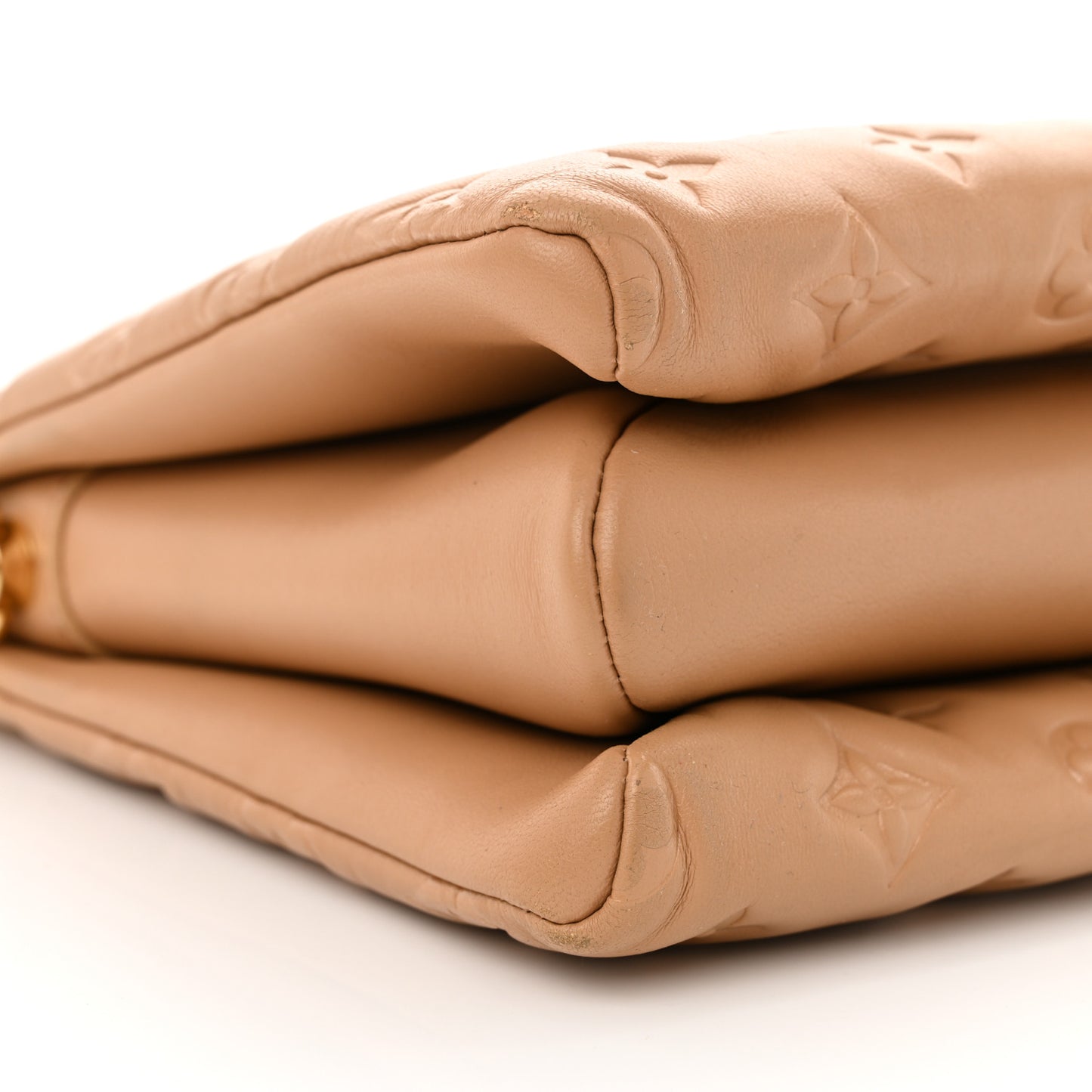 Lambskin Embossed Monogram Coussin PM Camel
