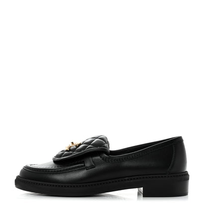 Chanel Lambskin Quilted CC Turnlock Loafers 37 Black 1 of 9