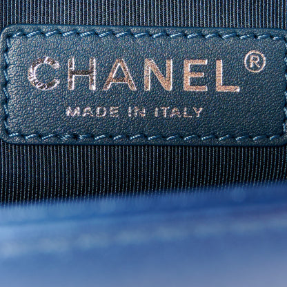 Chanel Metallic Lambskin Perforated Quilted Medium Boy Flap Blue 6 of 14