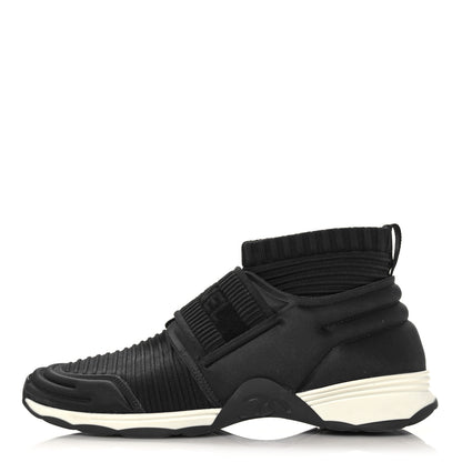 Chanel Stretch Fabric CC Sneakers 38.5 Black 1 of 8