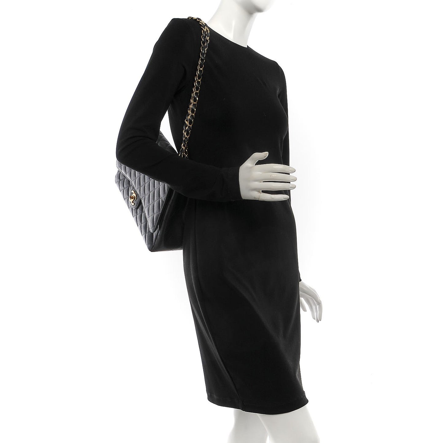 Caviar Quilted Maxi Double Flap Black