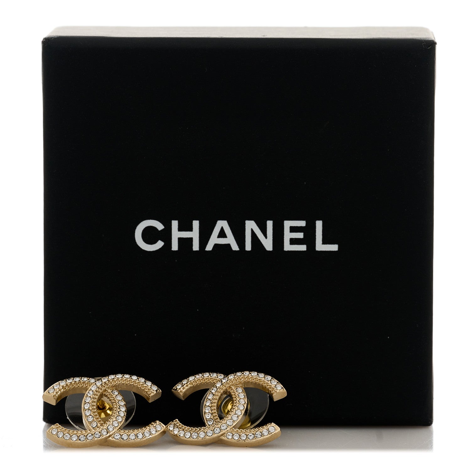 Chanel Crystal Large CC Earrings Gold 5 of 5