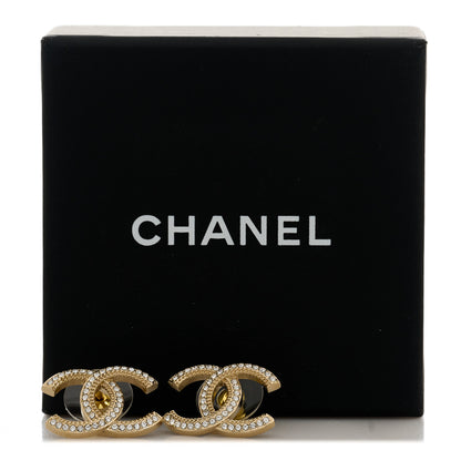 Chanel Crystal Large CC Earrings Gold 5 of 5