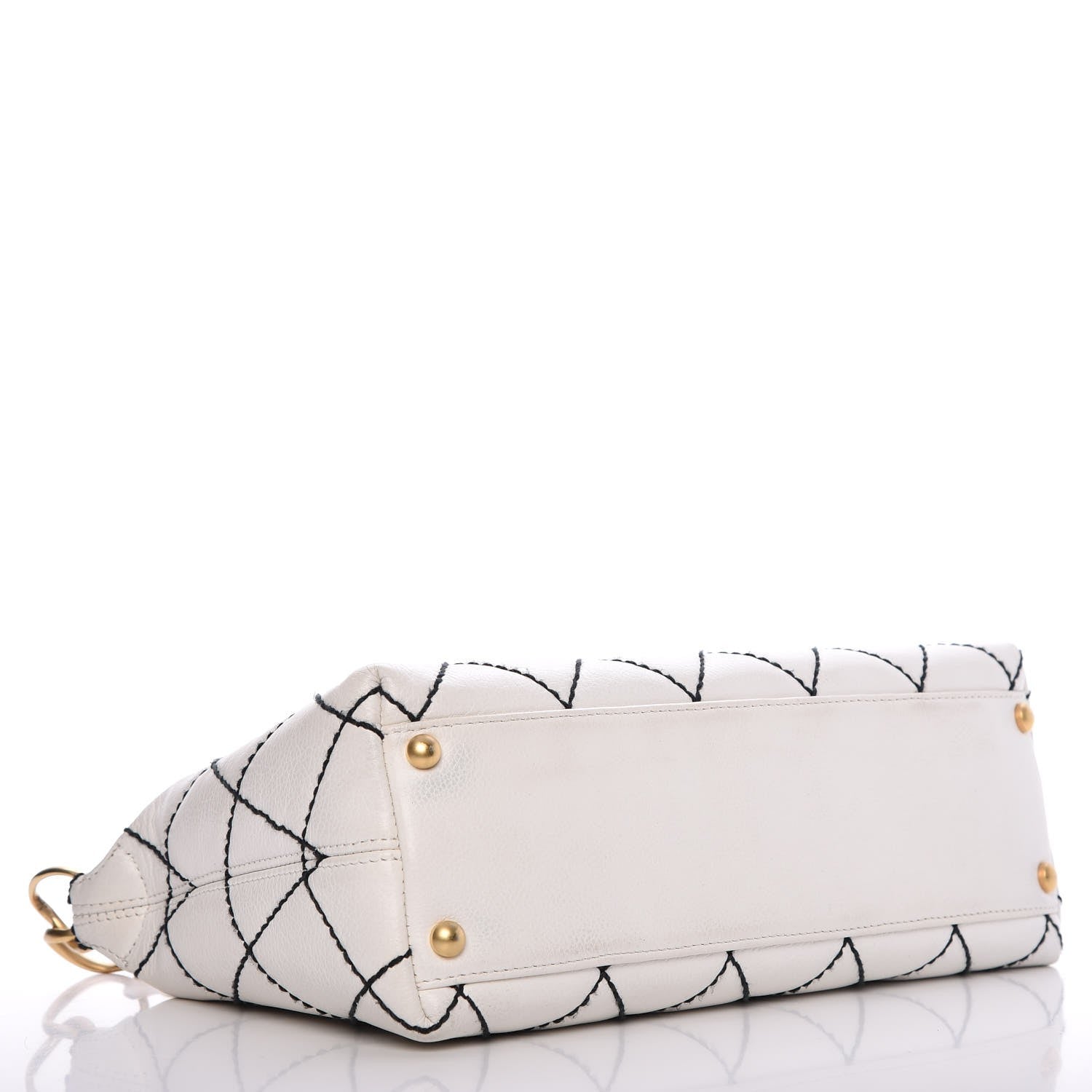 Chanel Calfskin Contrast Stitch Surpique Hobo White 4 of 8