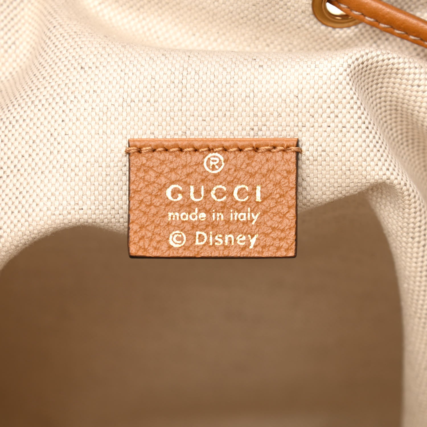 Gucci X DISNEY Mini Vintage GG Supreme Monogram Bucket Bag Beige Vintage Sun Oil 6 of 10