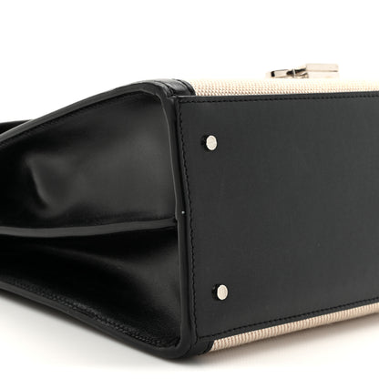 Saint Laurent Canvas Calfskin Medium Classic Monogram Cassandra Top Handle Natural Black 10 of 13