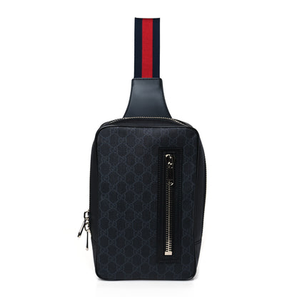 Gucci GG Supreme Monogram Web Belt Bag Black Grey 1 of 8