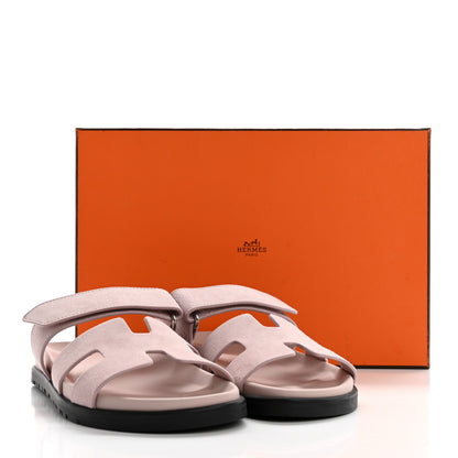 Hermes Suede Goatskin Womens Chypre Sandals 36 Rose Porcelaine 9 of 9